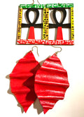 Afrocentric Red Statement Earrings | Lightweight Handmade Leather Earrings | Bold African Inspired Jewelry | Melanin Creations