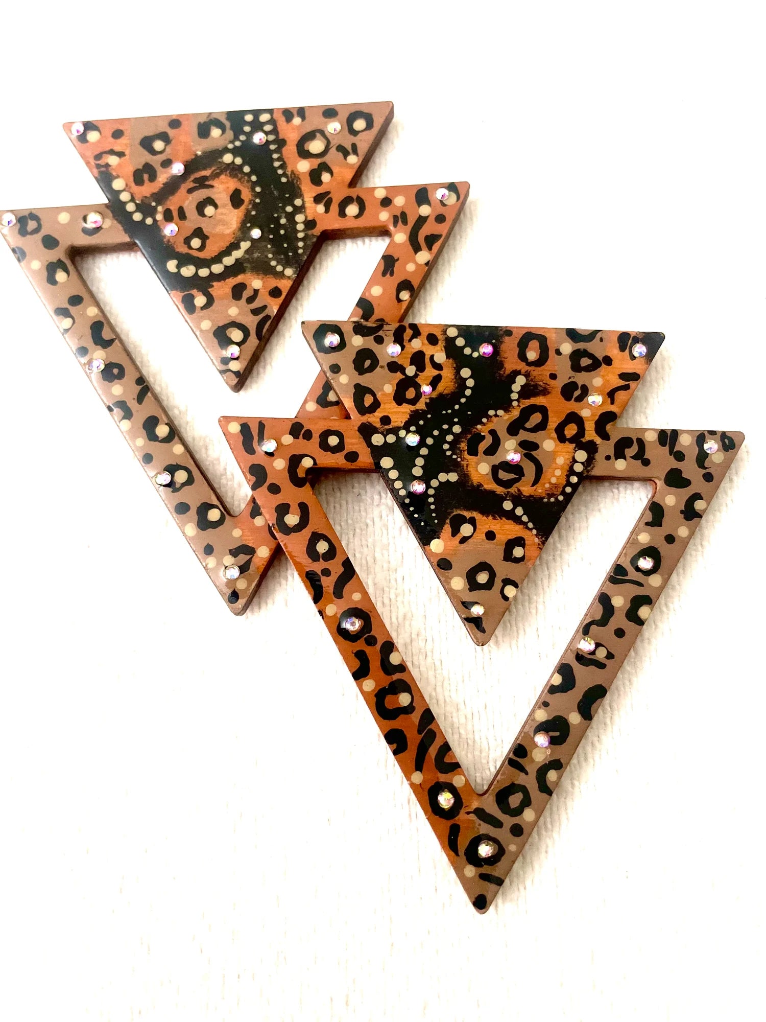 Leopard Afrocentric Triangle Earrings – Lightweight Statement Earrings | Melanin Creations