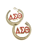 Delta Sigma Theta Rhinestone Hoop Earrings – Silver & Red Sorority Statement Earrings