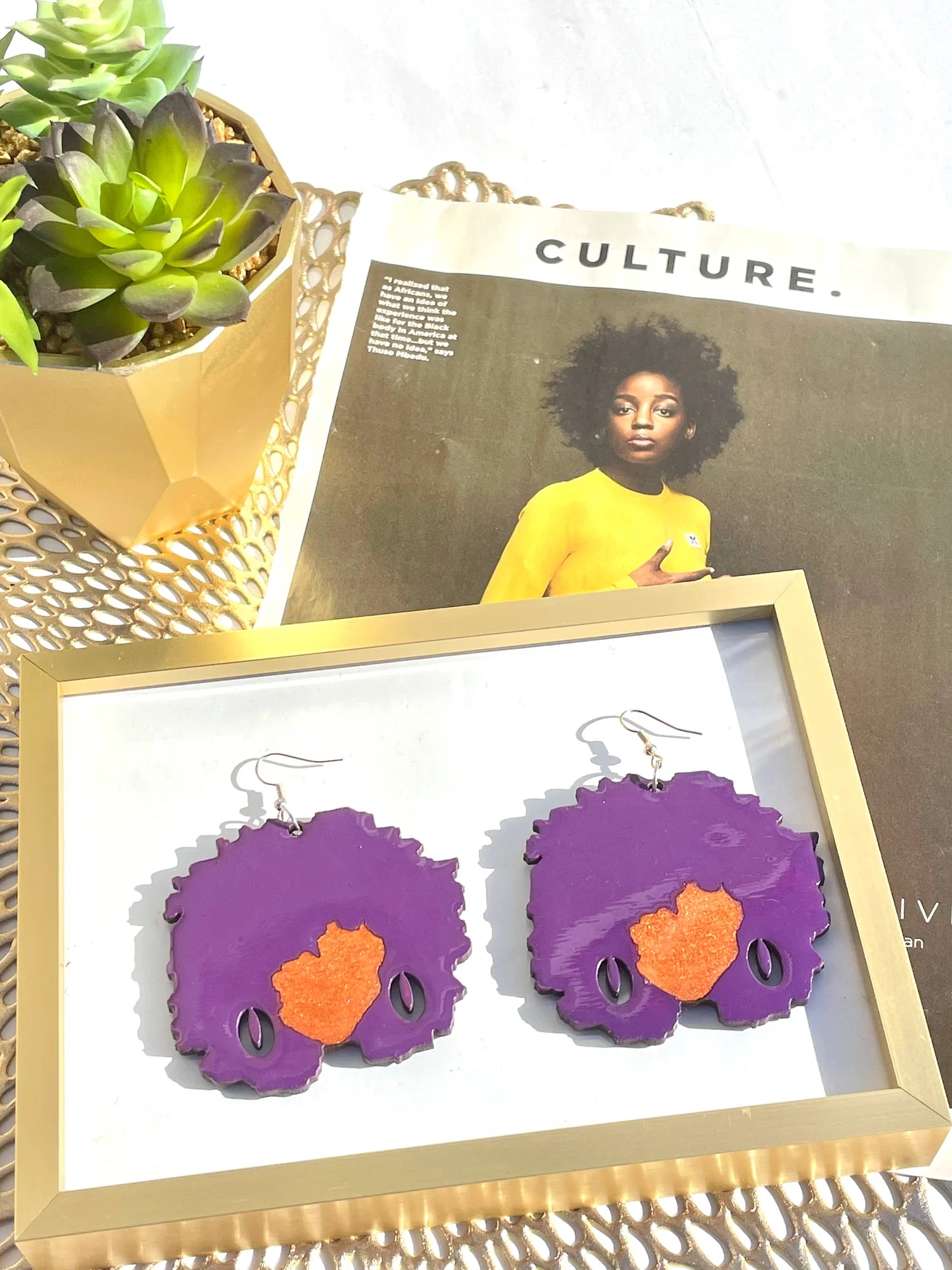 Purple Afro Puff Earrings