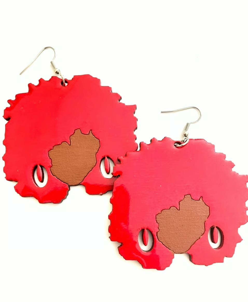 Purple Afro Puff Earrings